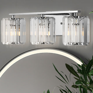Coco Prism Vintage Metal/Glass Glam LED Vanity Light, Width: 23"