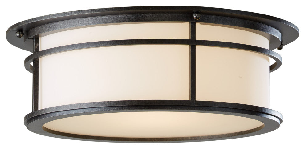 Province Outdoor Flush Mount, Coastal Dark Smoke Finish, Opal Glass
