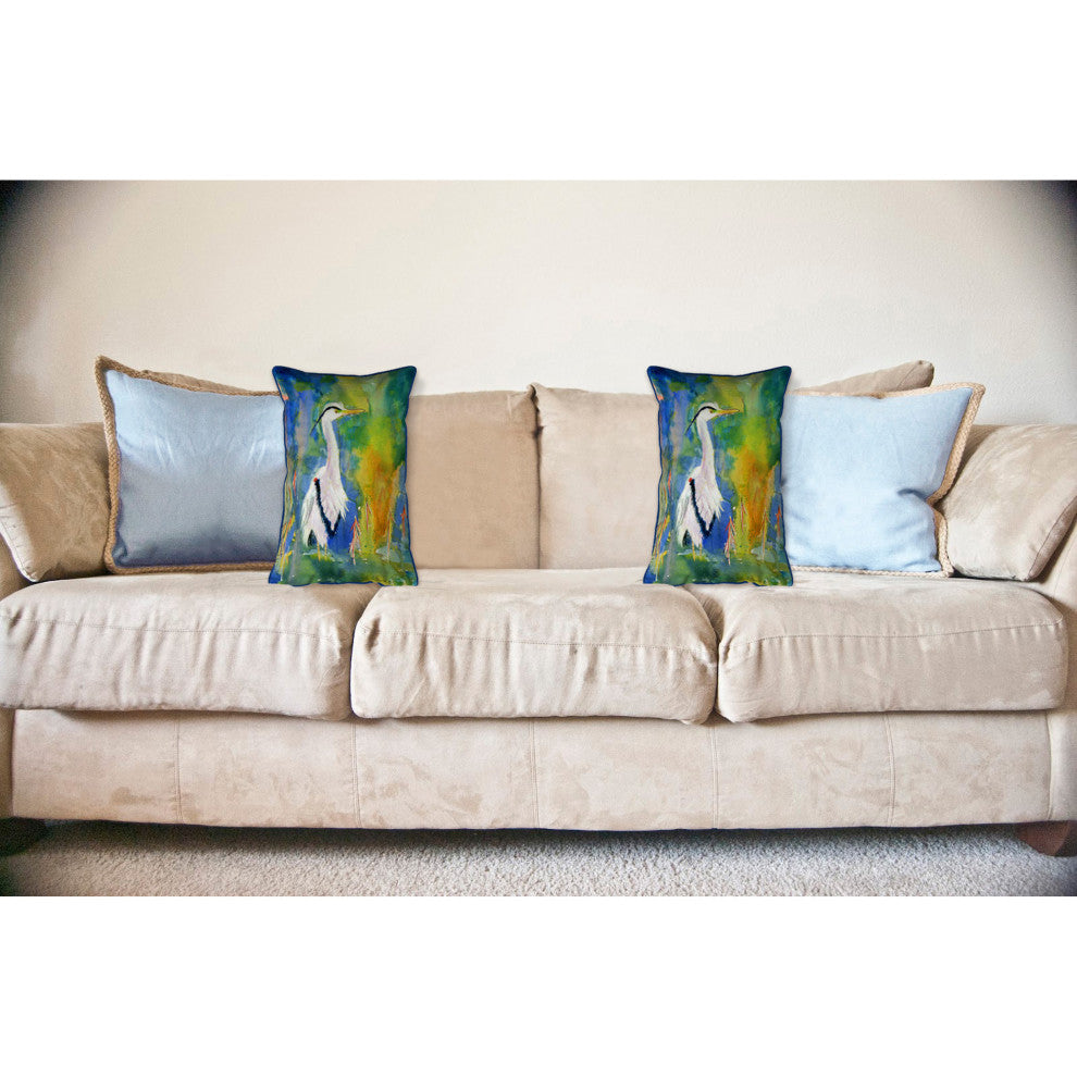 D&B's Blue Heron Large Indoor/Outdoor Pillow 16x20