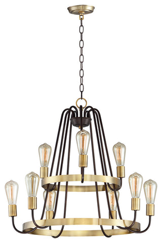 Maxim Lighting Haven 9-Light Chandelier, Bronze/Antique Brass