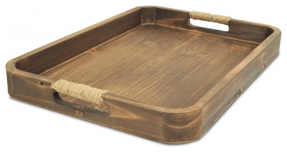 Natural Dark Brown Curved Wood Tray