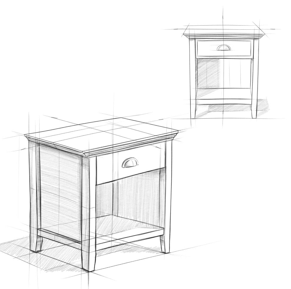 Acadian Solid Wood Bedside Table, White