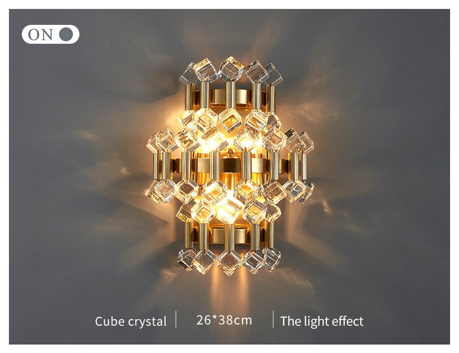 Coruna | Modern colorful design sconce for bedroom, Cube Crystal