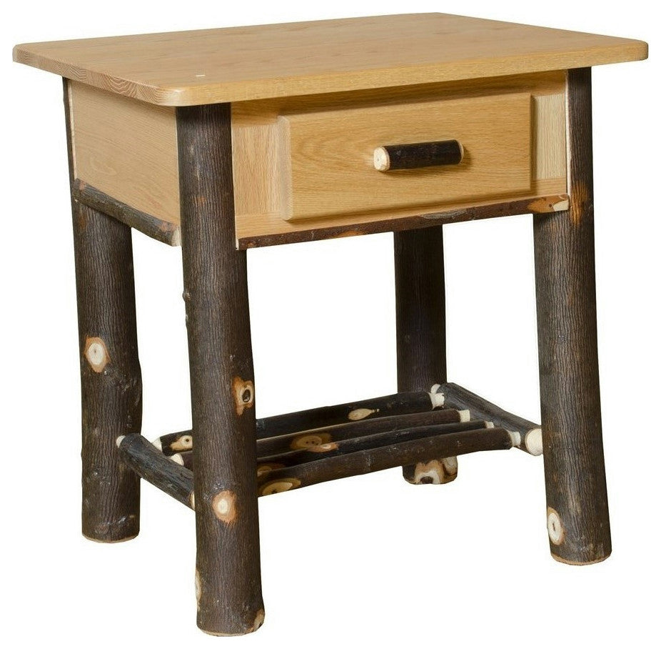 Hickory Log Nightstand, Hickory & Oak