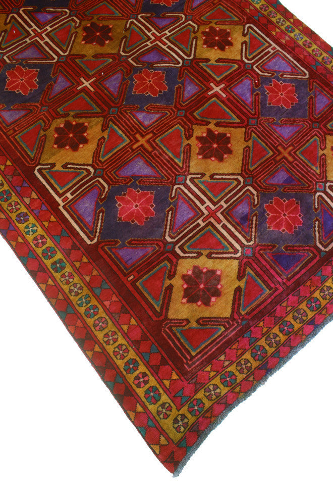 Vintage Distressed Keenan Red/Gold Runner, 4'8x10'7