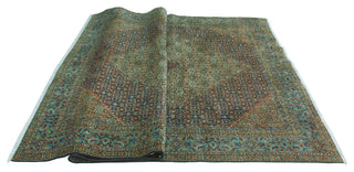 Super Vintage Distressed Qahhar Ivory/Navy Rug, 6'4 x 9'10