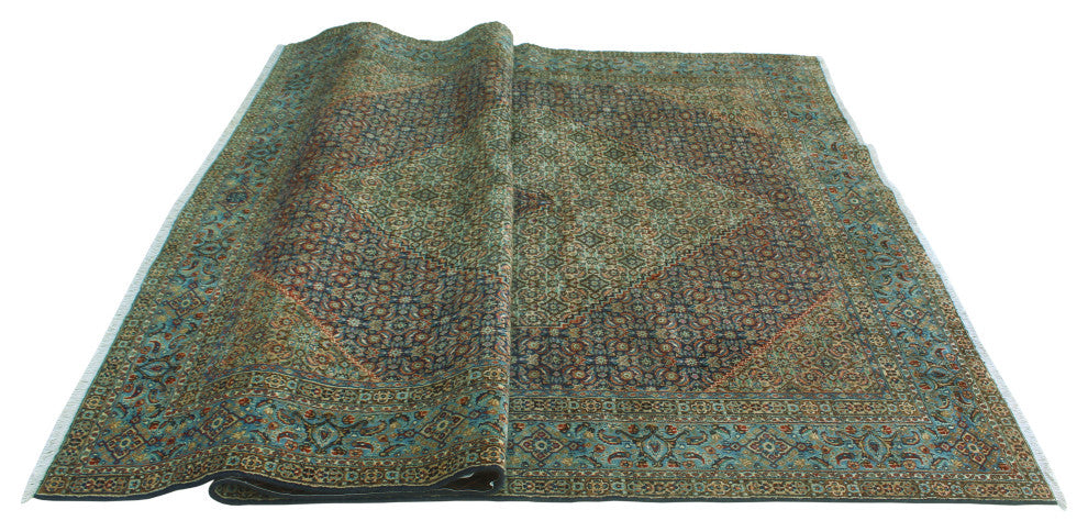 Super Vintage Distressed Qahhar Ivory/Navy Rug, 6'4 x 9'10