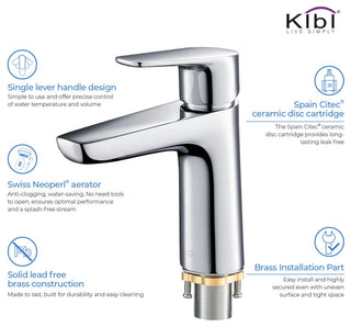 Harmony Brass Single Handle Bathroom Faucet KBF1011, Chrome, With Drain