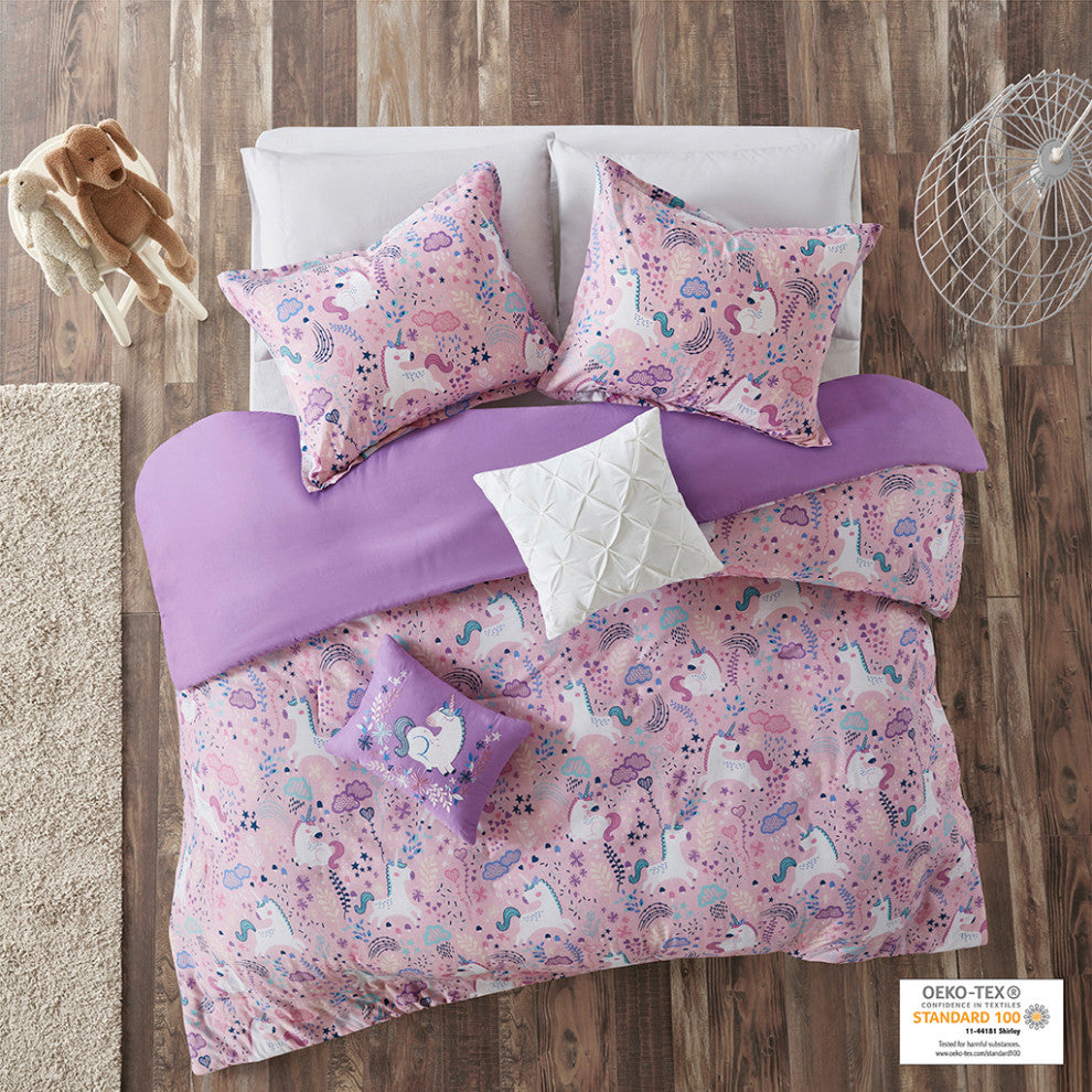 Urban Habitat Kids Lola Unicorn Cotton Duvet Cover Set, Pink