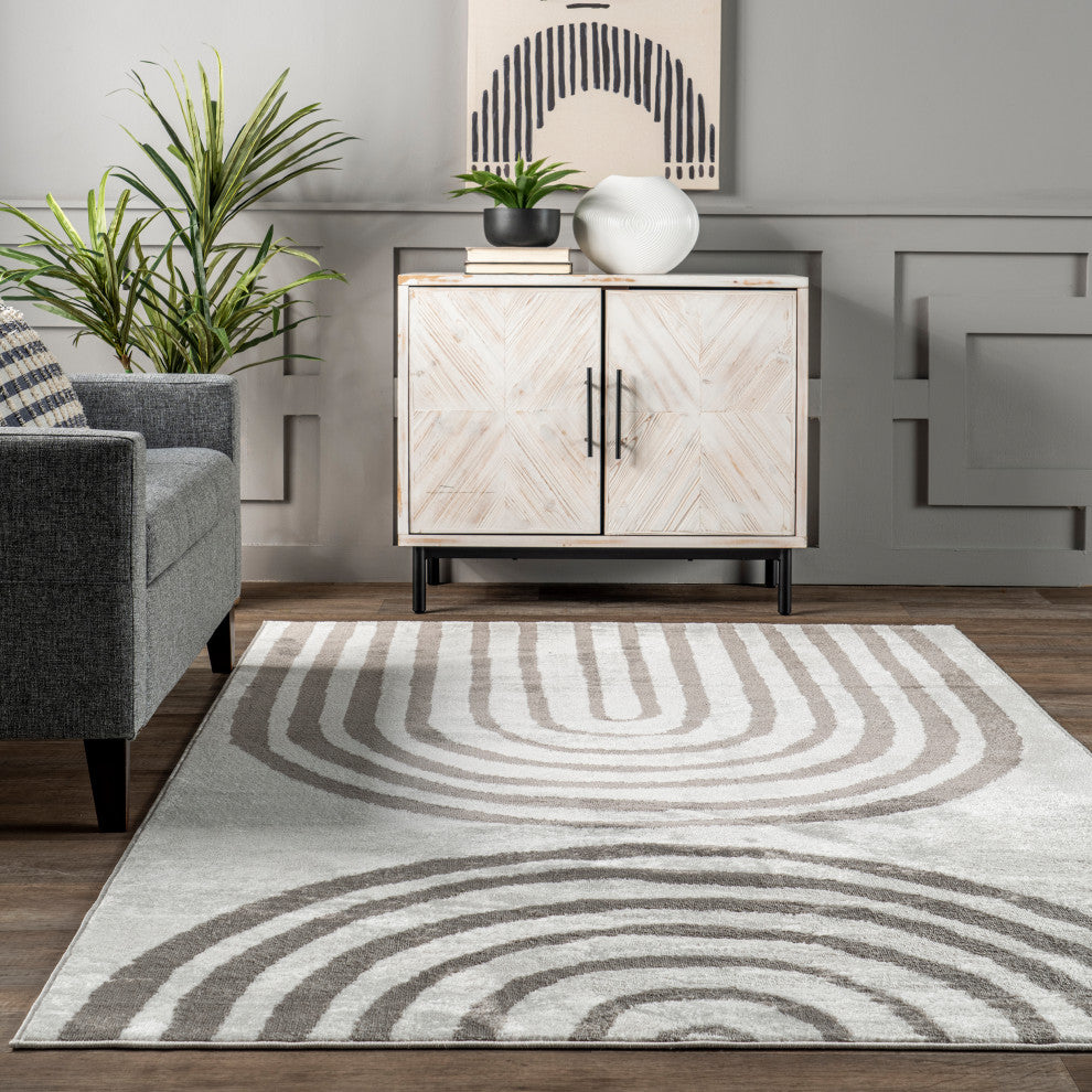 Nuloom Sena Modern Rainbow Area Rug, Light Grey 4'3"x6'