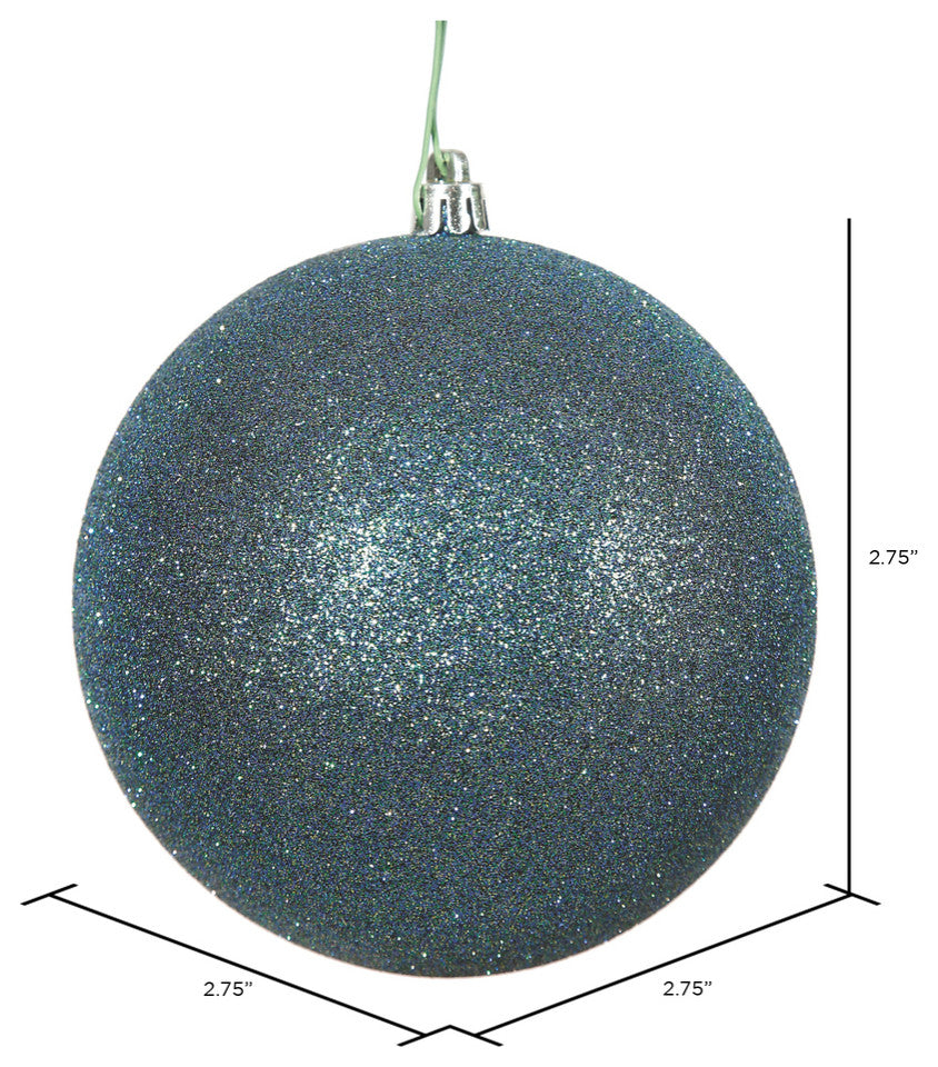Vickerman N590762Dg 2.75" Sea Blue Glitter Ball Ornament, 12 Per Bag