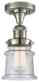 Small Canton 1-Light Semi-Flush Mount, Polished Nickel, Seedy