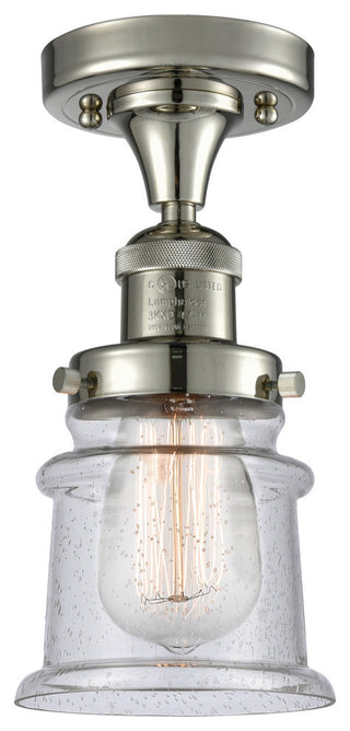 Small Canton 1-Light Semi-Flush Mount, Polished Nickel, Seedy