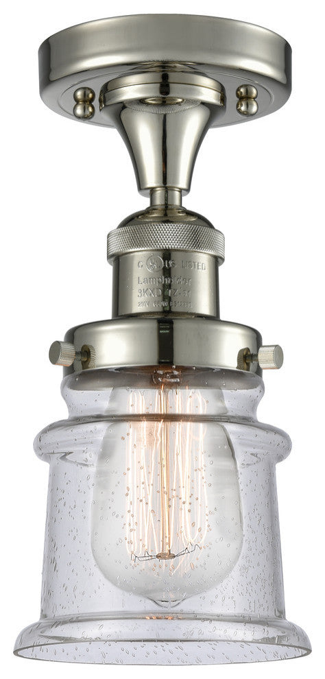 Small Canton 1-Light Semi-Flush Mount, Polished Nickel, Seedy