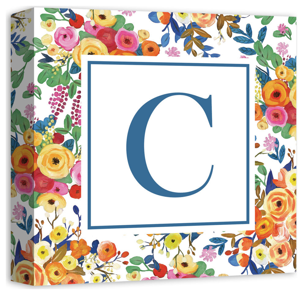 Wildflower Monogram - C 12x12 Canvas Wall Art
