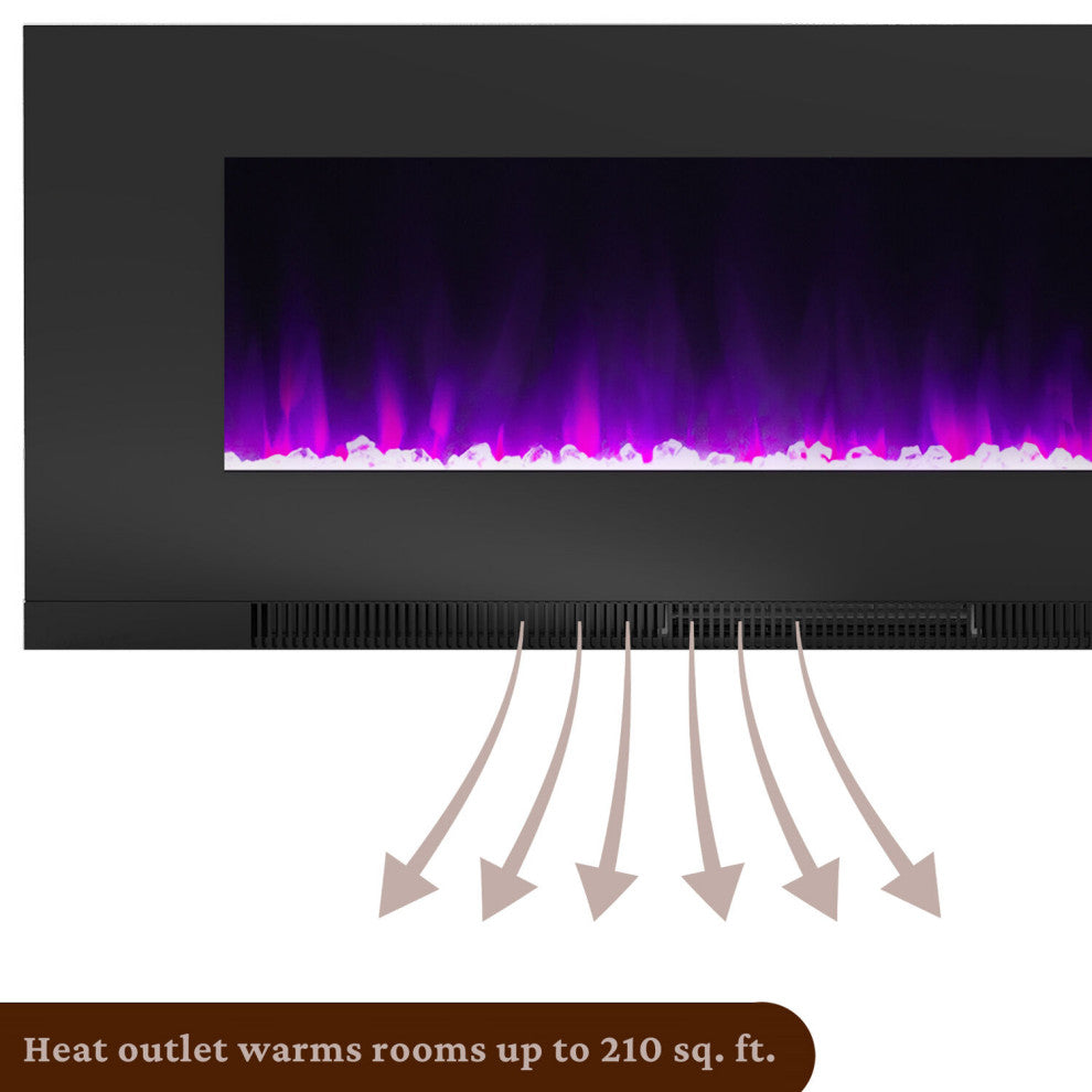 50" LED Cambridge Wall-Mount Electric Fireplace With Remote, Black