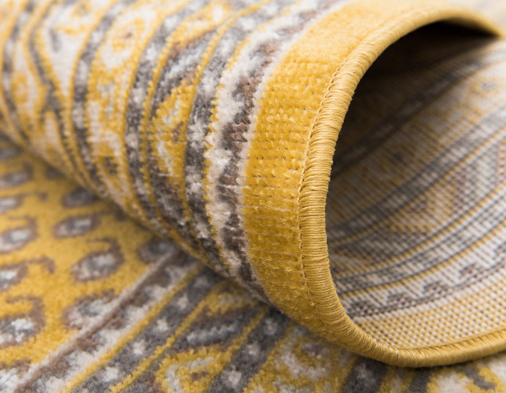 Unique Loom Yellow Allover Williamsburg 4'x6' Area Rug