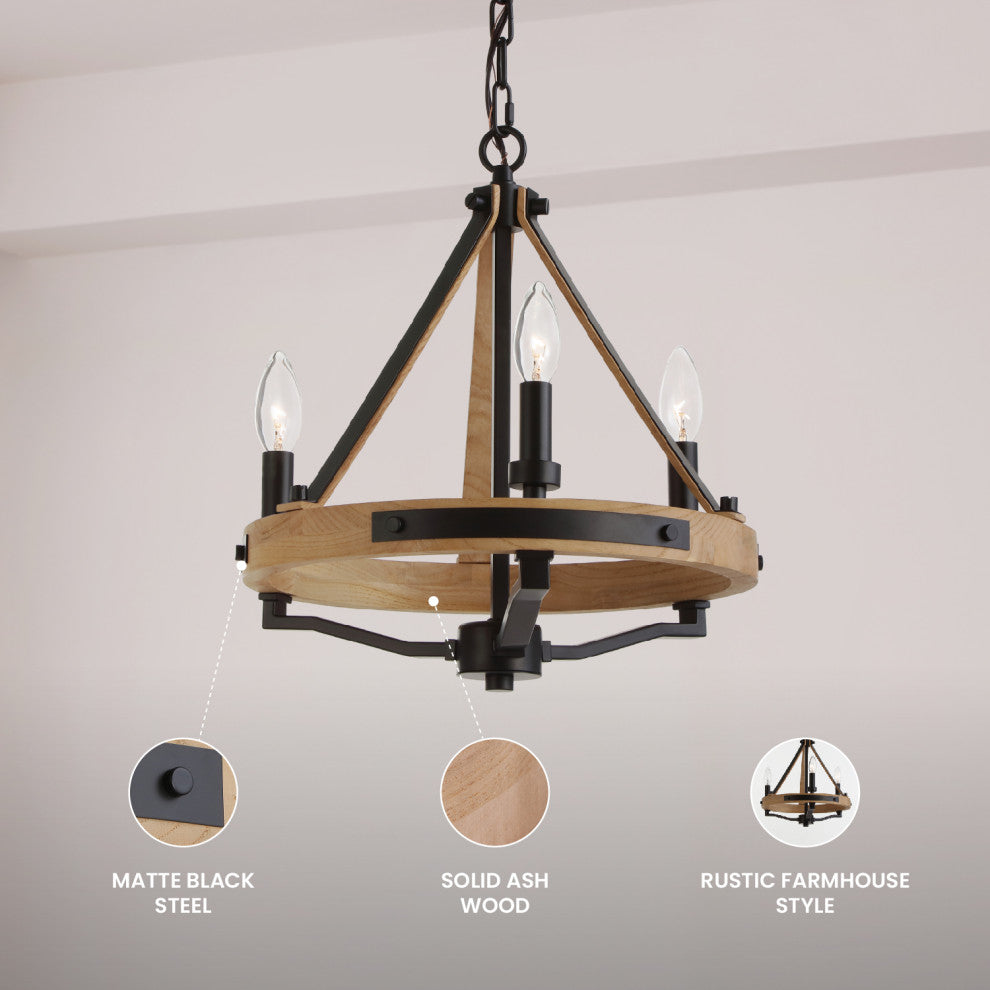 Savannah 3 Light Chandelier Matte Black
