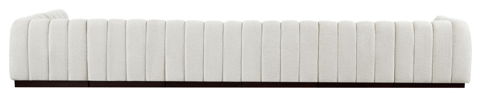 Quinn Chenille Upholstered 7-Piece L-Shaped Modular Sectional, Cream
