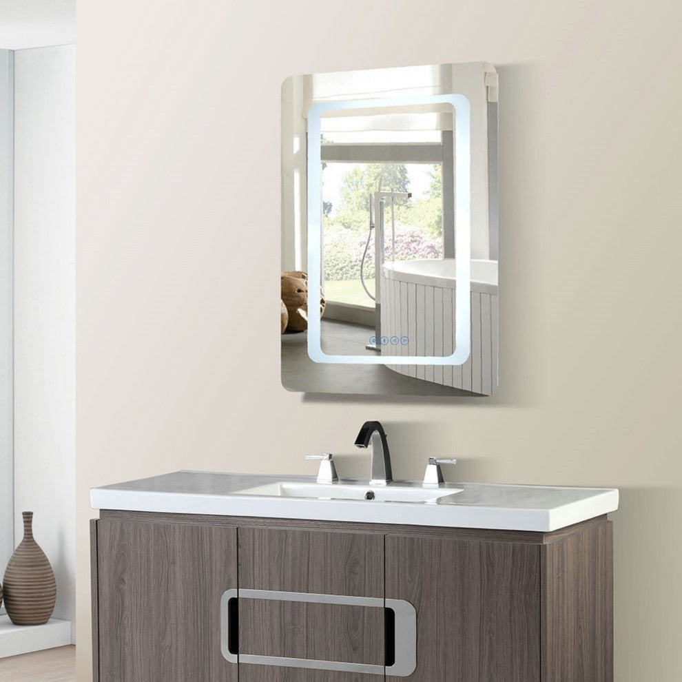 24" Rectangular Led Bordered Illuminated Mirror With Bluetooth Speakers