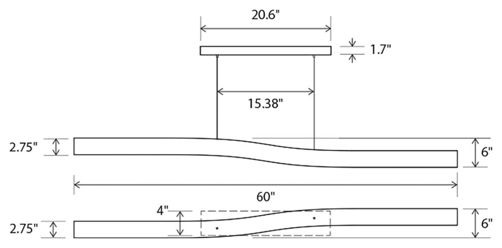 Camur LED Linear Pendant, Dark Stained Walnut, 2700k