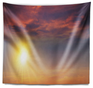Beautiful Panoramic Sunset Landscape Wall Tapestry, 39"x32"