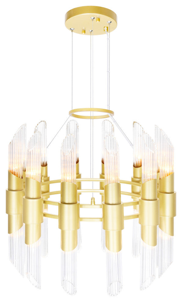 Croissant 24 Light Chandelier With Satin Gold Finish