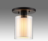 Alaina 1-Light Semi-Flush, Off-White Pleated Fabric Shade
