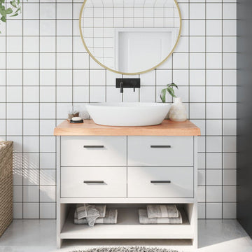 vidaXL Bathroom Countertop Live Edge Vanity Top Light Brown Treated Solid Wood
