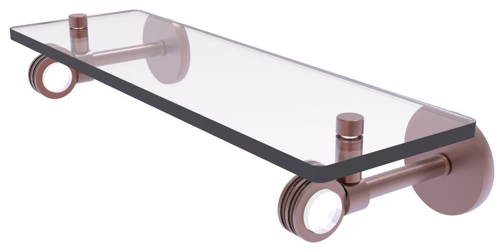 Clearview 16" Glass Shelf with Dotted Accents, Antique Copper