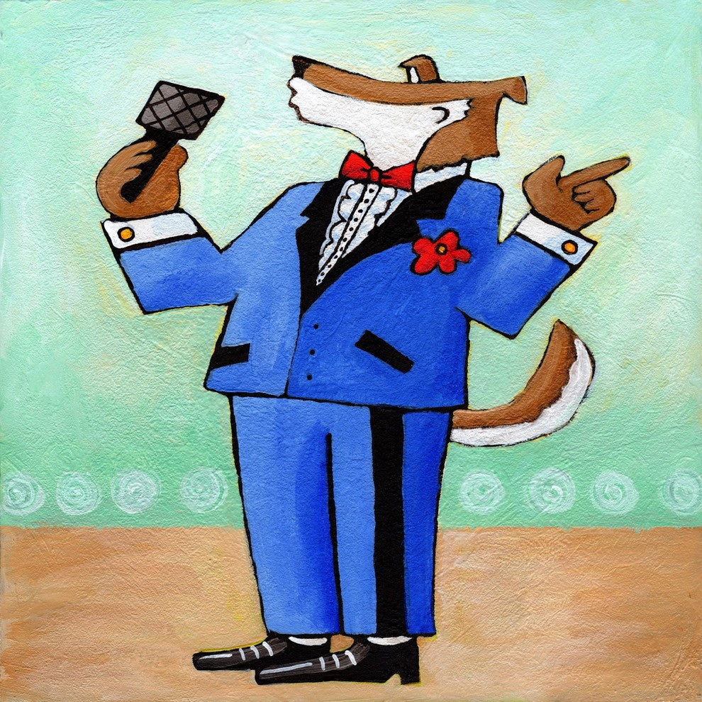 "Give a Dog a Microphone" by Janet Nelson Print Wrapped Canvas, 48x48