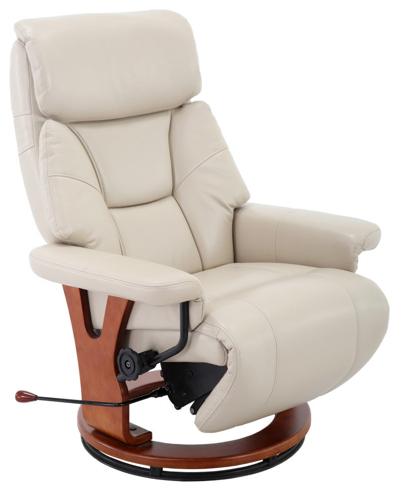 HomeRoots Ivory Faux Leather Swivel Adjustable Recliner Chair