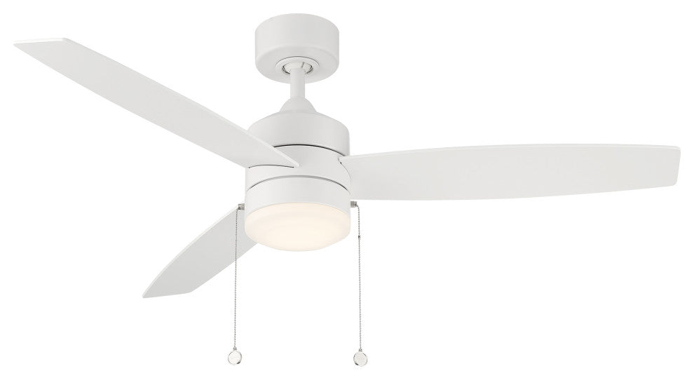 Atlantis Indoor/Outdoor 3-Blade Pull Chain Ceiling Fan 52" Matte White With Kit