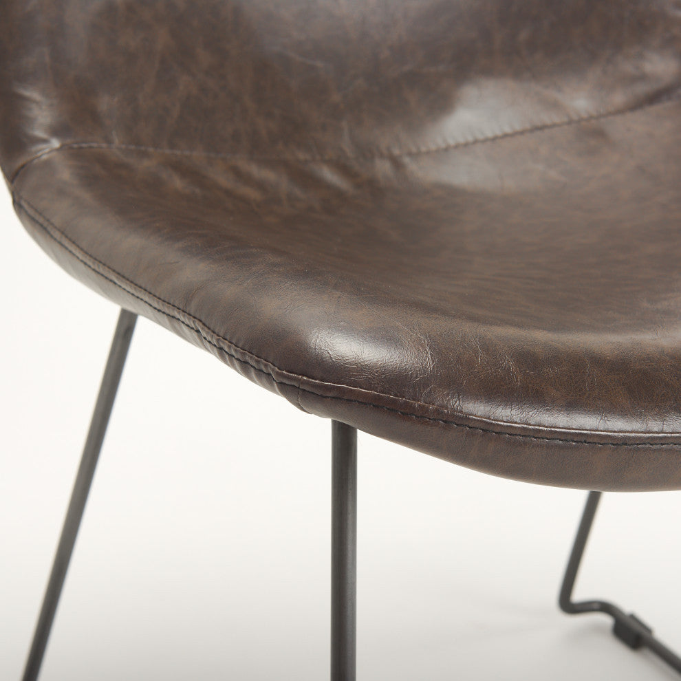 Sawyer I Dining Chair, Set of 2, Black, Genuine Leather