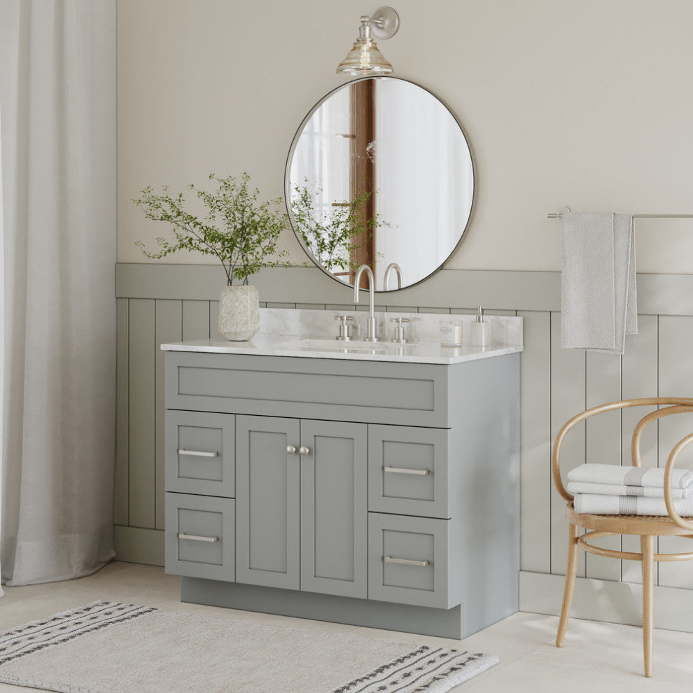 Ariel Hamlet 43" Rectangle Sink Bath Vanity, 0.75" Carrara Marble