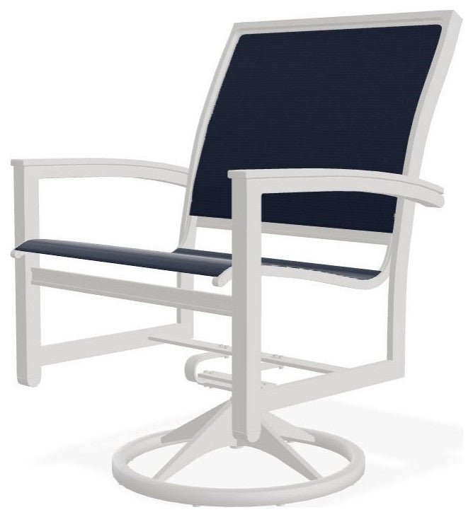 Bazza Sling Outdoor Swivel Rocker, Navy/Snow
