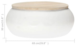 vidaXL Coffee Table Round End Table Accent Sofa Table White Solid Wood Mango