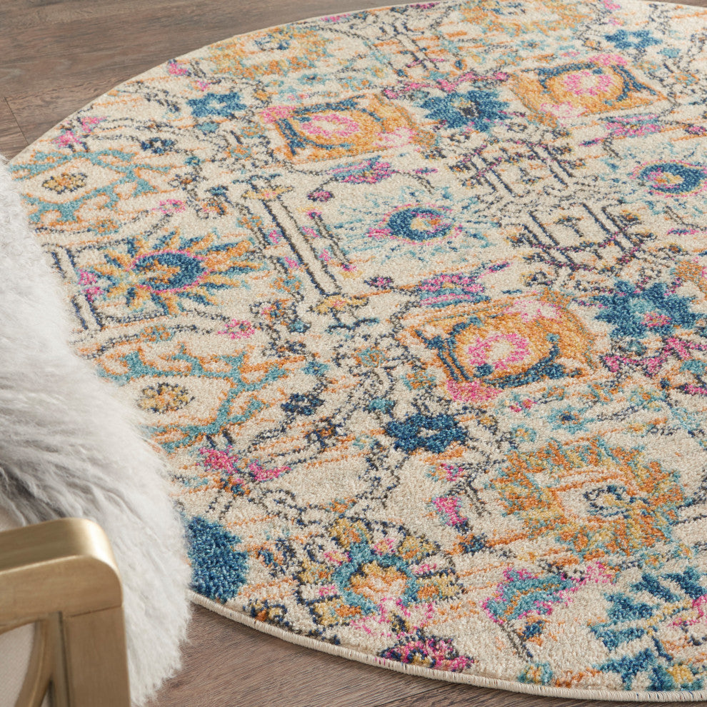Nourison Passion 5' x Round Ivory/Multi Bohemian Indoor Area Rug