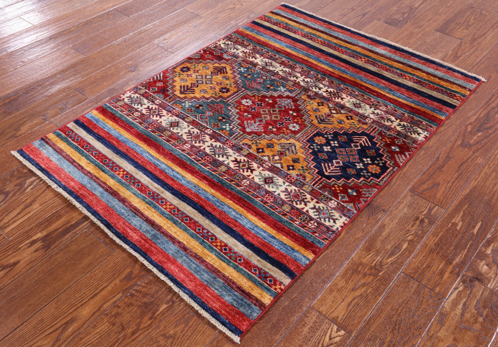 Tribal Khorjin Hand Knotted Wool Rug 3' 3" X 4' 9" Q8040