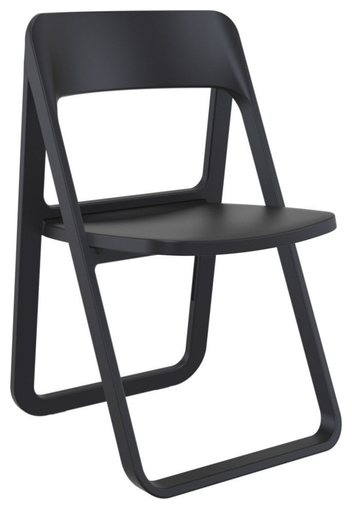 Dream Folding Outdoor Bistro Set With White Table and 2 Black Chairs
