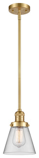 Small Cone 1 Light Mini Pendant, Satin Gold, Clear