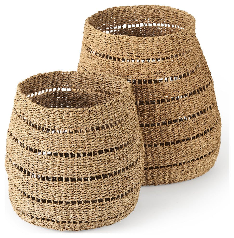 Hayes Medium Brown Seagrass Round Baskets (Set of 2)