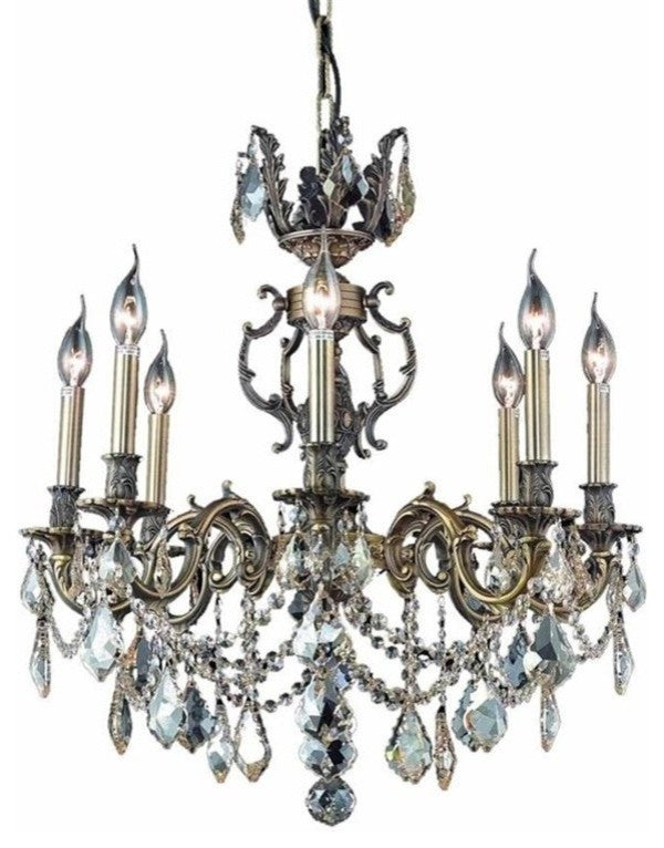 Elegant Marseille Dining Room Light, Antique Bronze Finish With Royal Crystal