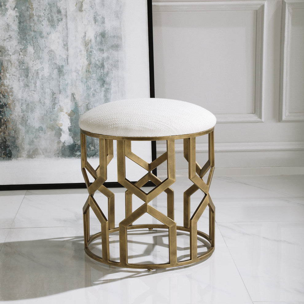 Uttermost Trellis Geometric Accent stool
