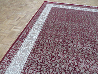 8'3x11'6 Handmade Red Fine Herati Tabriz Oriental Rug With Silk