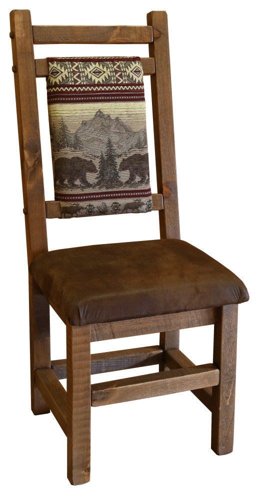 Dining Room Chair with Upholstered Seat and Back, Early American, Bear Run and Palomino Tobacco