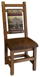 Dining Room Chair with Upholstered Seat and Back, Early American, Bear Run and Palomino Tobacco