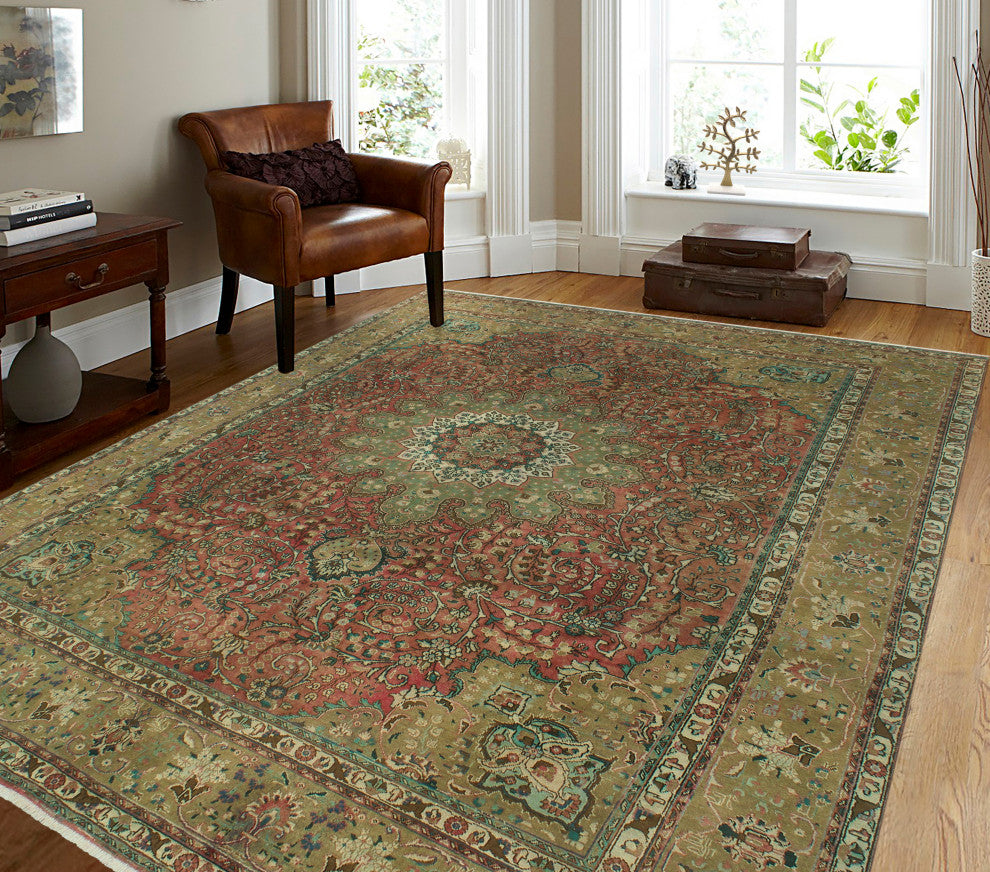 Fine Vintage Distressed Ashmath Red Rug