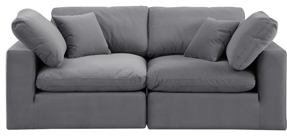Comfy Upholstered Modular Sofa, Grey, 2-Piece: 2 Corner Chair, Velvet
