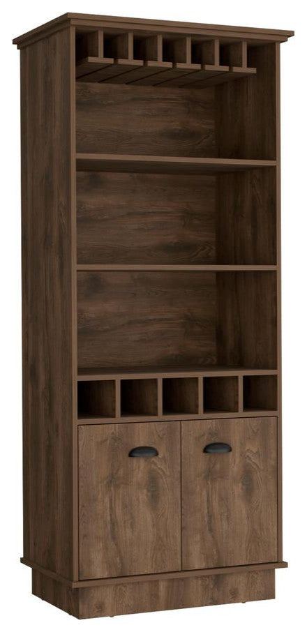 70H Bar Cabinet with Wine Rack, Upper Glass Cabinet